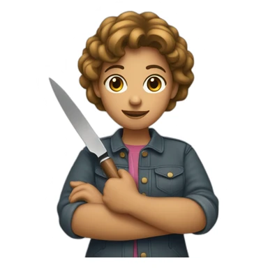 Une fille qui porte un couteau sticker