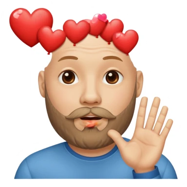 Un homme chauve barbu qui envoi un bisous cœur sticker