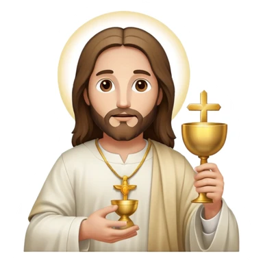 Jesus holding the Eucharist and chalice, celebrating mass sticker