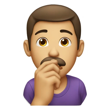 A male shushing through his finger on mouth sticker