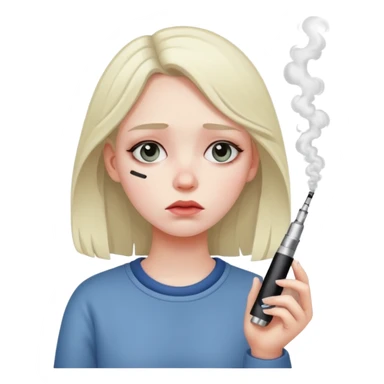 sad girl with small vape sticker