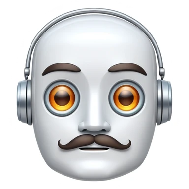 white man robot with a moustache sticker