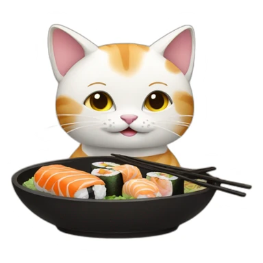 cat serving sushi sticker