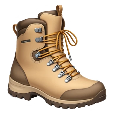 beige hiking boots with Gore-Tex waterproof technology sticker