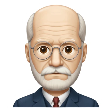 Sigmund Freud: create emoji using exact style: apple ios, 3D rendered, with exact words: я промолчу sticker