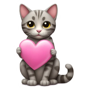 cat holding a pink heart  sticker