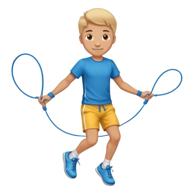 Boy with Skipping Rope on feet pose sticker