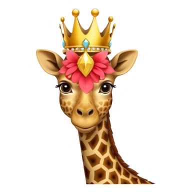 giraffe with jewellery and crown with birds flying around head sticker