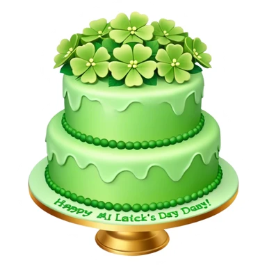 Green and gold st. Patrick's day cake with shamrocks and green hydrangeas, 3D sticker