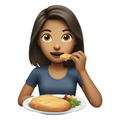 a brunette girl eating sticker