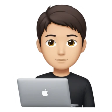 japanese handsome software engineer with macbook sticker