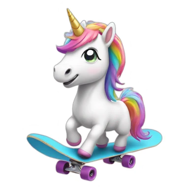 cute Unicorn riding a skateboard sticker