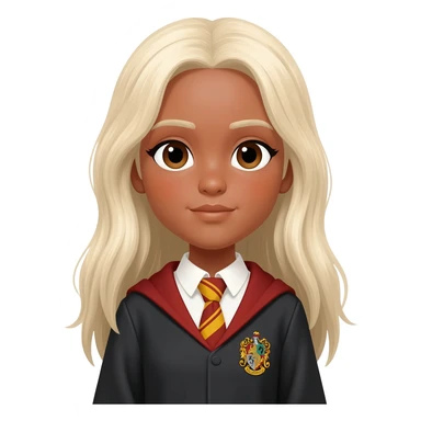 a house with hufflepuff-house-student-friend-group girl-tanned-skin and super-long straight light platinum blonde hair-brown eyes sticker
