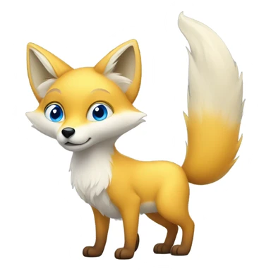 Young yellow fox with two tails  and blue eyes  sticker