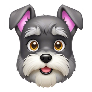Cinematic Comical Miniature Schnauzer Portrait Emoji, Head tilted dramatically with a comically shocked expression and large, animated eyes, featuring a sharply defined salt-and-pepper fur with exaggerated, humorous eyebrows, simplified yet hilariously detailed, glowing with a bold, playful radiance, high shine, exuding a spirited and cheeky charm, styled with a soft glowing outline, capturing the essence of a Miniature Schnauzer that appears ready to dash into a burst of comic energy! sticker