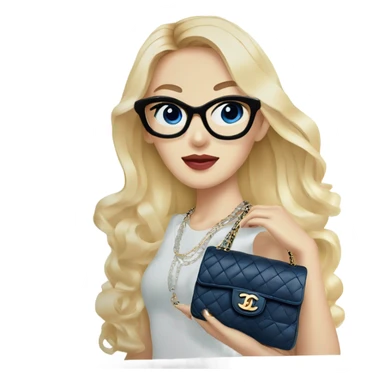Blonde Chanel blue eyes Asian Girl with Birkin bag and Chanel necklace sticker
