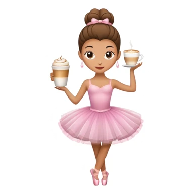 A ballerina with a cappucino cup as her head sticker