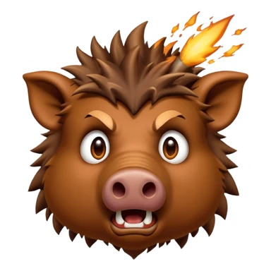 A shocked boar, with its top head exploding from shock a mix of 🐗 facing forward, and this emoji-🤯 sticker