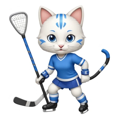 female cat hockey player with hockey stick sticker