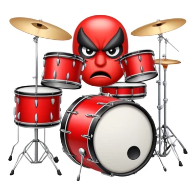 drum set with angry eyes and frown, cartoonish style sticker