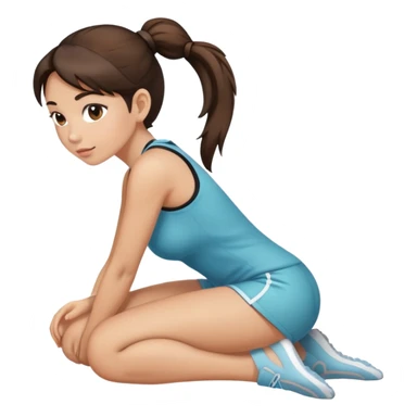 Brunette on knees with ponytail  sticker
