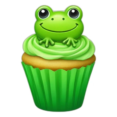 Happy bright green cupcake with a frog on top sticker