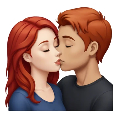 red head and brown hair kissing sticker