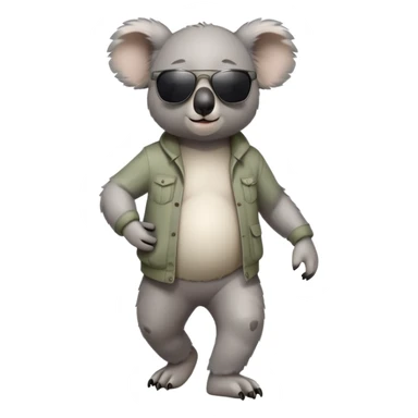 anthropomorphised koala in casual clothing, wearing dark sunglasses, walking upright in relaxed pose sticker