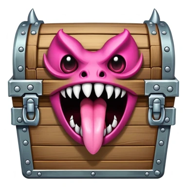 treasure chest monster mimic with sharp teeth and long tongue sticker