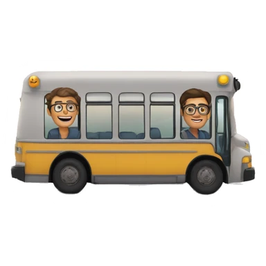 Patrick chauve et Vivianne dans un bus écrit T27 dessus le bus sticker