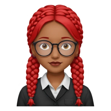 Dark Tan girl with long red plaits and red rmmed  glasses head neck and shoulder shot only sticker