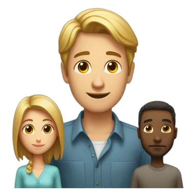 two tall people and one short person looking up at them sticker