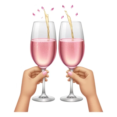 champagne glasses with pink champagne giving cheers with hands sticker