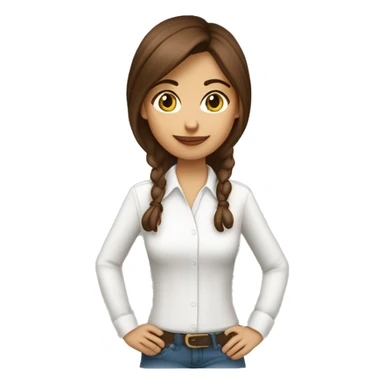 girl with brown hair and a white  shirt  that’s Latina ￼￼ sticker