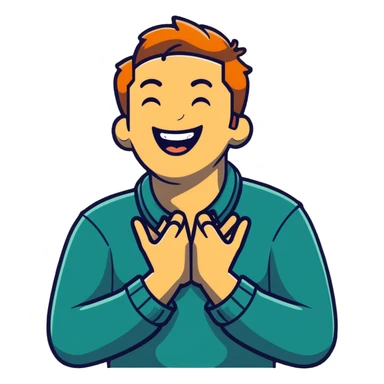 man with hands on neck laughing  sticker