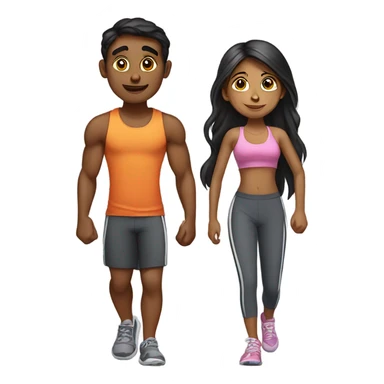 two Indians one girl and one boy going to the gym together sticker