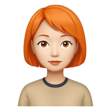 Asian middle aged woman with orange bob sticker