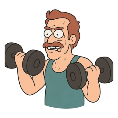 flat toon style dumbbells sticker
