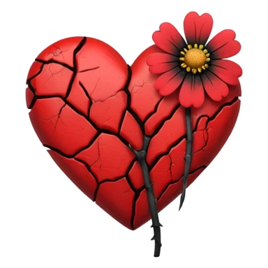 emo heart with a single wilted flower sticker