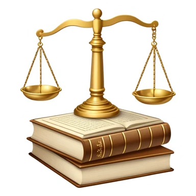 An icon featuring scales of justice, a gavel, and a legal book, symbolizing the study of law. The design includes courthouse pillars in the background, representing authority and legal systems. Transparent background highlights the principles of justice, order, and legal education. sticker