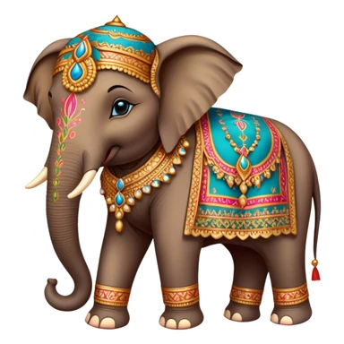 Decorated Indian elephant – Cinematic Realistic Decorated Indian Elephant, depicted as a majestic elephant adorned with vibrant, ornate ceremonial decorations and rich, colorful fabrics, set against a festive Indian backdrop with warm golden lighting that highlights its cultural significance. sticker