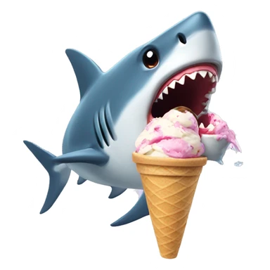 Shark eating ice cream sticker