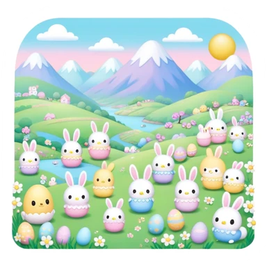 easter sanrio landscape  sticker