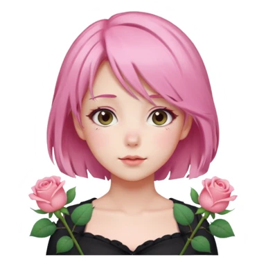 Gorgeous pastel pink anime lady roses with blushy cheeks sticker
