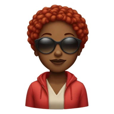Black girl with sunglasses and red hair sticker