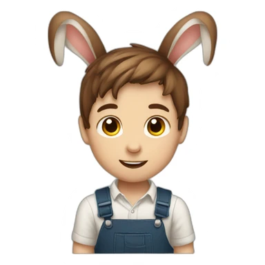 brown hair rabbit boy sticker