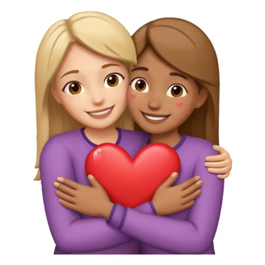 two people hugging with hearts sticker