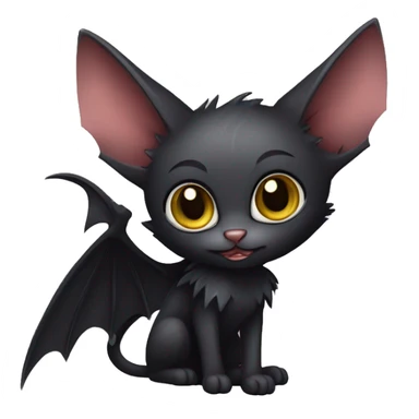 Black-Vampire-Batty-Lykoi-Cat-Fakémon-Cat With Bat-wings as ears  sticker