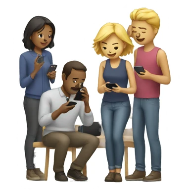 people looking at phones sticker