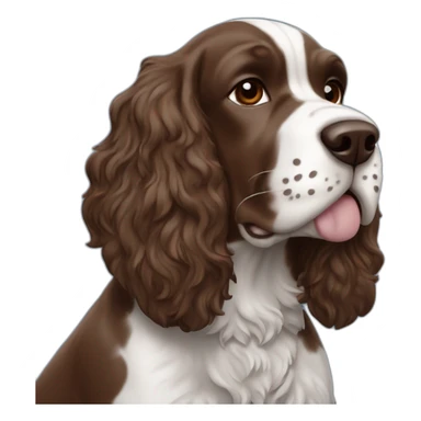 brown springer spaniel wearing detroit lions football helmet and holding football sticker